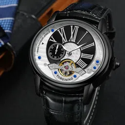 FORSINING Men Skeleton Dial & Leather Straps Analogue Watch FSG8210M3B1-18