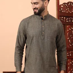 Latest Chikan Garments Men Striped Thread Work Block Print Kurta-picture-55