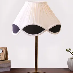 Aura White & Black Textured Metal Frustum Shaped Table Lamp-image-85
