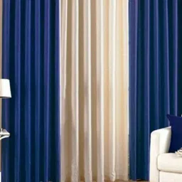 BELLA TRUE Blue & Cream 3 Pieces Long Door Curtains-image-50