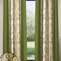 Home Sizzler Green & Cream 2 Pieces Floral Long Door Curtains-image-98
