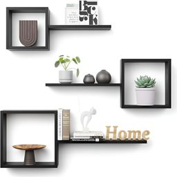 BELIEF WOOD Black 6 Pieces Wooden Wall Shelfs-image-61