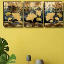 Myntra Elegant Homes Gold-Toned & Grey 3 Pieces Abstract Wall Art-image-96