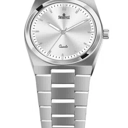 SWISSTYLE Men Brass Embellished Dial & Stainless Steel Straps Analogue Watch SS-GR1810-SLV-CH.-56