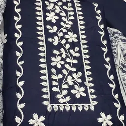 LADY SHOPI Embroidered Pure Cotton Unstitched Dress Material-image-35