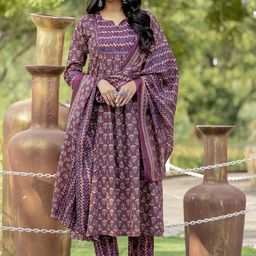 Rajnandini Women Floral Embroidered Regular Thread Work Kurti with Trousers & With Dupatta-13