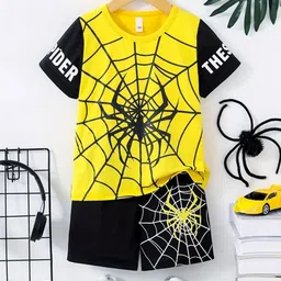 KEESOR Boys Spider-Man Printed Round Neck T-shirt With Shorts-37