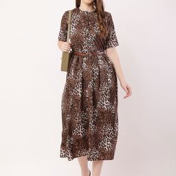 Mast & Harbour Women Animal Printed Fit & Flare Midi Dress-image-26