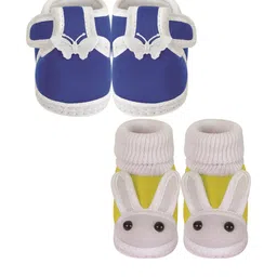 NESKA MODA 0 To 6 Month Newborn Baby 2 Pair Combo Soft Cotton Butterfly and Rabit Face Baby Booties-image-74