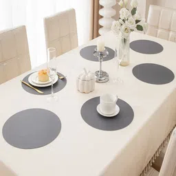 HOKIPO Grey 6 Pieces Round Reversible Table Placemats-32
