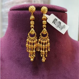 Anshenterpris Gold-Plated Hanging Sui Dhaga Contemporary Drop Earrings-32