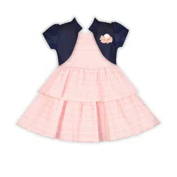 Floral Print Synthetic Material Knee Length Tiered Dress with Denim Jacket,for Kids & Girls-picture-37