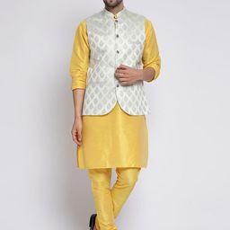 TS LIFESTYLE Men Floral Regular Dupion Silk Kurta with Churidar-image-102