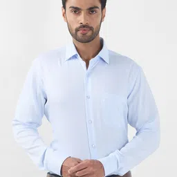 Raymond Men Contemporary Spread Collar Solid Cotton Formal Shirt-image-24