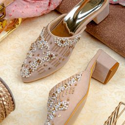 NR By Nidhi Rathi Women Embellished Suede Party Block Sandals-picture-42