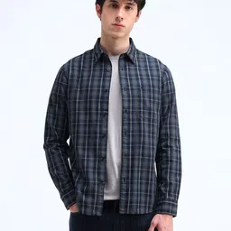 Flying Machine Men Spread Collar Checked Cotton Slim Fit Casual Shirt-image-88
