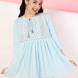 BAESD Embroidered Keyhole Neck Georgette Top-picture-39