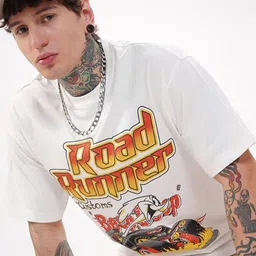 HIGHLANDER Graphic Printed Looney Tunes Round Neck Relaxed Fit T-shirt-image-17