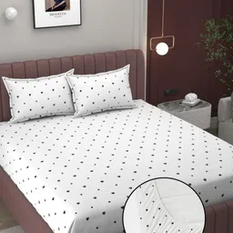 BELVOSTUM Black & White 300 TC King Bedsheet with 2 Pillow Covers-image-82
