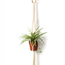 DULI 2-Pcs Cream Handmade Macrame Boho Hanging Planters image 5