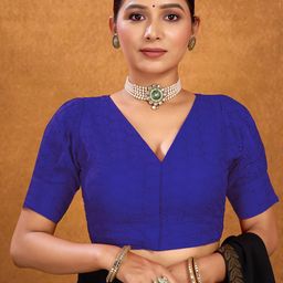 KALINI Embroidered Cotton Saree Blouse-image-43