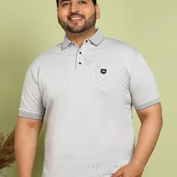 METRONAUT PLUS Men Plus Size Self Design Polo Collar Cotton T-shirt-image-100