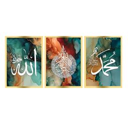 Craftnest creations Green & Orange 3 Pieces Canvas Religious Wall Arts-image-8