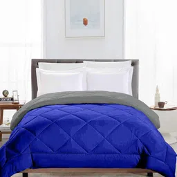 CHICERY Navy Blue & Grey Geometric AC Room 200 GSM Single Bed Comforter-47
