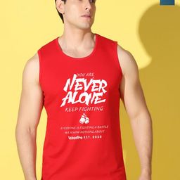 WOOSTRO Pack Of 2 Printed Combed Cotton Gym Vests VWS26(ALONE RED)(PLAIN PEACOCK)-image-43