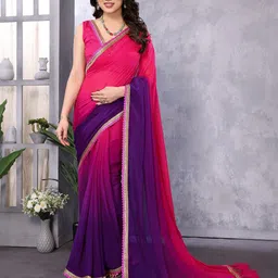 VEDANT VASTRAM Colourblocked Sequinned Pure Georgette Saree-5