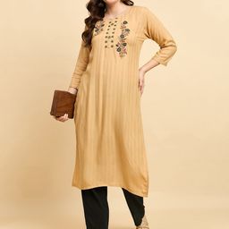 Anouk Rustic Floral Embroidered Thread Work Cotton Silk Kurta-19
