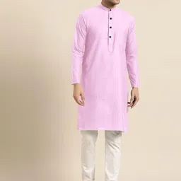 TIGER SNAKE Band Collar Long Sleeves Cotton Straight Kurta-image-13