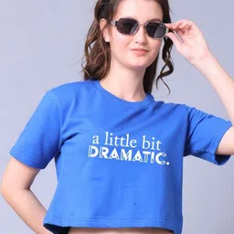 Lazy Lus Women Typography Printed Round Neck Cotton Crop Top-52