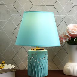 TAYHAA Blue Ceramic Frusturical Shaped Table Lamp-26