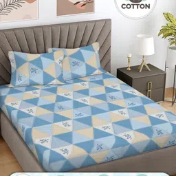 Myntra Elegant Homes Blue & Grey Printed 300 TC Cotton King Bedsheet Set 2.50 m x 2.25 m-picture-44