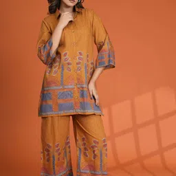 Kaftanize Printed Top With Trousers Co-Ord-image-6