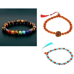 Divine souvenirs Unisex Set Of 3 Artificial Beaded Elasticated Bracelets-56