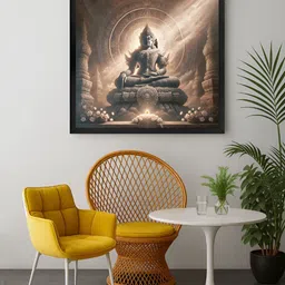 999Store Brown & Off White Buddha Religious Canvas Wall Art-15