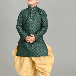 NFC CREATION Boys Embroidered Regular Sequinned Dupion Silk Kurta with Patiala image 1