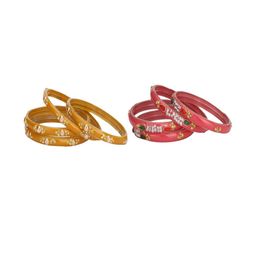 Somil Elegant Combo Glass Bangle Set | Handmade Traditional Chudi For Women | Perfect For Daily & Occasion Use, Combo of 2 Set, Yellow, Gajri-image-87