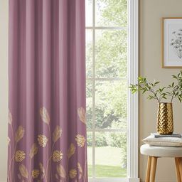 URBAN SPACE Mauve & Yellow Floral Cotton Black Out Long Door Curtain-picture-27