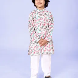 KiddoPanti Boys Geometric Printed Kurta image 5