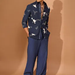 VIVEK KARUNAKARAN Men Open Front Jacket with Patchwork image 2