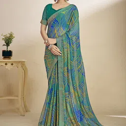 KALINI Abstract Printed Saree with Blouse Piece-17