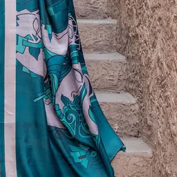Mitera Silk Blend Block Print Saree image 3