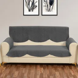 Sun Rise Holland Grey 2 Pieces Velvet Sofa Cover-image-83