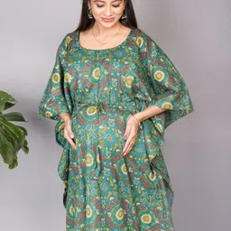 MOTHERHOOD BY SNEHAL Floral Print Flared Sleeve Maternity Kaftan Maxi Dress-image-80
