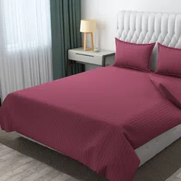 MOGNE FAB Maroon & Grey Striped 210 TC King Bedsheet Set 2.28 m x 2.54 m-image-28