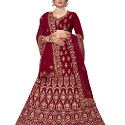 Maroosh Embellished Thread Work Unstitched Lehenga & Blouse With Dupatta-picture-25
