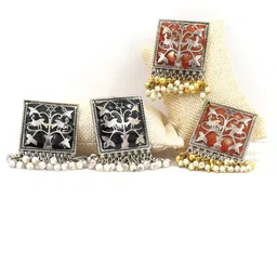 FIMBUL Set Of 2 Square Shaped Drop Earrings image 1
